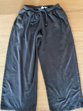 H&M Wide Leg Drawstring Lounge Pants - Charcoal Gray